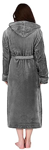 NY Threads Women Fleece Hooded Bathrobe - Plush Long Robe