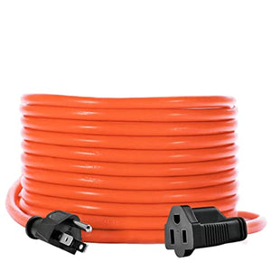 KMC 25ft Outdoor Extension Cord, 25-Foot 16/3 Weatherproof Indoor/Outdoor Extension Cable, Flexible SJTW 16-Gauge Pure Copper Wire, Durable Vinyl Jacket, UL/ETL Certified, 13A 1625W, Orange