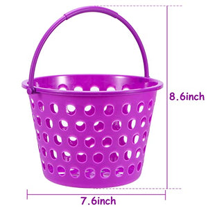 Sizonjoy 12 Pack Easter Baskets for Kids, 8.6" Plastic Easter Bags with Handles, Easter Bucket Bags Filled with Grass,Perfect Theme Party Favors Decorations