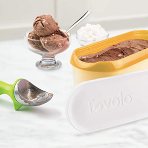 Tovolo Glide-A-Scoop Ice Cream Tub, 1.5 Quart, Insulated, Airtight Reusable Container With Non-Slip Base, Stackable on Freezer Shelves, BPA-Free, Orange Crush