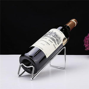 CdyBox Creative Metal Red Wine Rack Single Wine Bottle Holder Rack Display for Home Living Room Wine Rack (Silver)