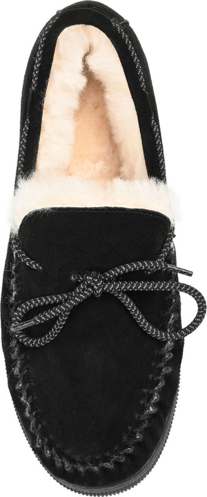 TERRITORY BOOTS Meander Genuine Shearling Lined Suede Moccasin, Alternate, color, BLACK