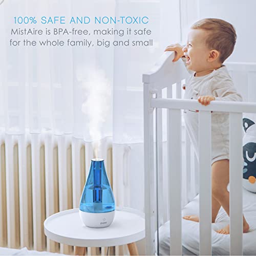 Pure Enrichment MistAire Studio Ultrasonic Cool Mist Humidifier - Compact Overnight Operation for Small Rooms, 2 Mist Settings, Optional Night Light, & Auto Shut-Off - For Offices, Nurseries, & Plants