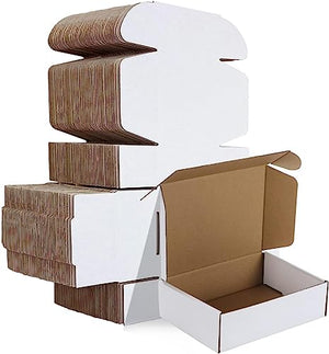 HORLIMER 7x5x2 Small Shipping Boxes Set of 50, White Corrugated Cardboard Box Literature Mailer