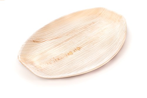 15" Oval Palm Leaf Serving Trays Platters - Pack of 5 - Disposable, Compostable, Natural, Tree Free, Sustainable, Eco-Friendly - Fancy Rustic Party Dinnerware and Utensils Like Wood, Bamboo