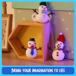 Snowman Making Kit for Kids - Build a Snow Man Craft Kits for Girls, Boys, Toddlers Ages 3+ Kid Winter Christmas Crafts Activities Stocking Stuffers Fun Toys Ideas for 3, 4, 5, 6, 7, 8 Year Old