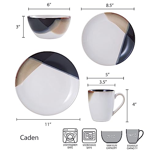 Gourmet Basics by Mikasa 5216706 Caden 16-Piece Dinnerware Set, Service for 4 - Assorted