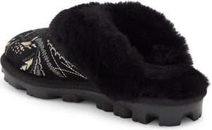 UGG<SUP>®</SUP> Coquette Gold Burst Genuine Shearling Lined Slipper, Alternate, color, BLACK