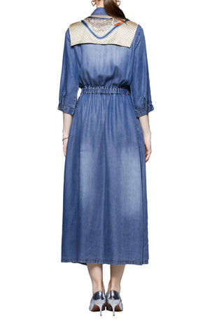 KAIMILAN Point Collar A-Line Maxi Dress, Alternate, color, BLUE