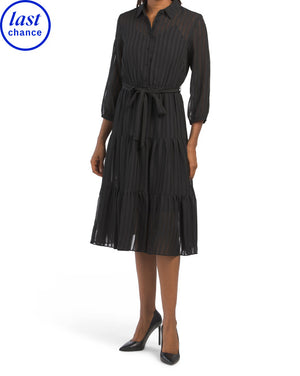 Blake Shadow Stripe Tie Waist Dress