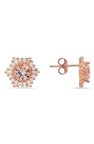 Queen Jewels CZ Hexagon Stud Earrings, Main, color, ROSE GOLD