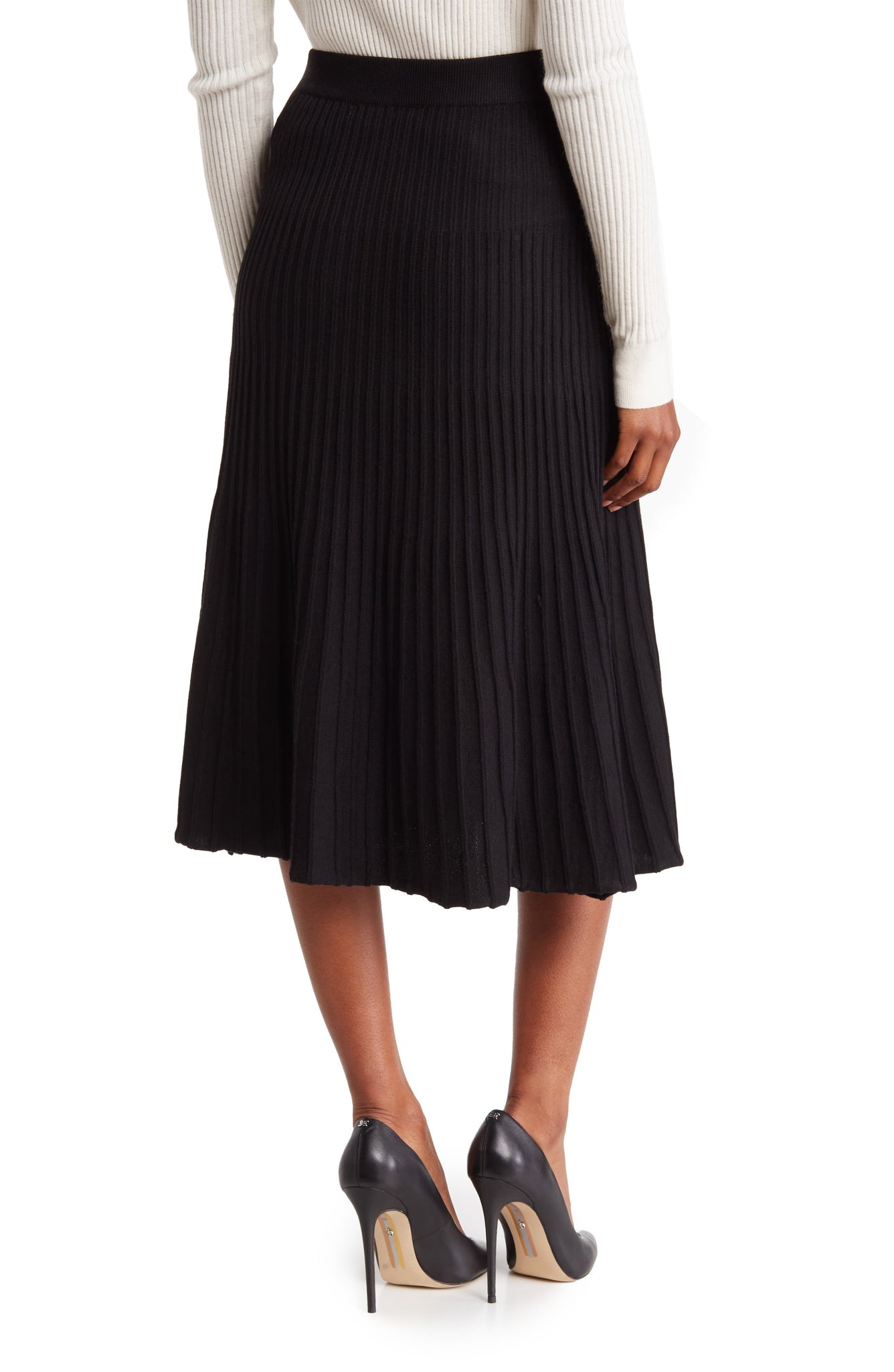 MAXSTUDIO Stripe Sweater Skirt, Main, color, BLACK