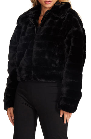 BB DAKOTA BY STEVE MADDEN Just Fuzz Jacket, Alternate, color, BLACK