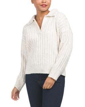 Ribbed Polo Sweater