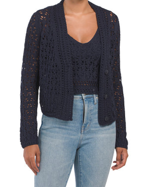 Vince Cotton Crochet Cardigan And Cami Collection