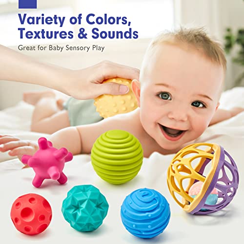 Montessori Toys - Sensory Balls for Baby Sensory Toys 1-3 Textured Hand Catching Balls, Baby Rattle 3-6 9 Months Old Baby Toys for Babies And Toddlers 6-12 Months