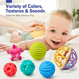 Montessori Toys - Sensory Balls for Baby Sensory Toys 1-3 Textured Hand Catching Balls, Baby Rattle 3-6 9 Months Old Baby Toys for Babies And Toddlers 6-12 Months