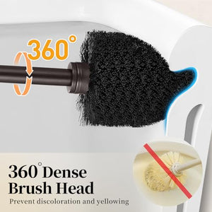 Toilet Bowl Brush Holder Set: Bathroom Deep Cleaning Toilet Scrubber Rim Cleaner with Caddy for Restroom Rv - Hidden Modern Elegant Toilet Clean Decorative Accessories - Bronze