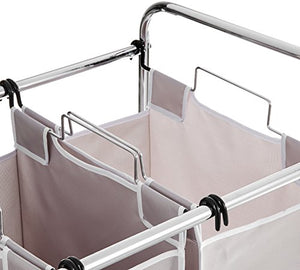 Amazon Basics 3-Bag Rectangular Laundry Hamper Sorter Basket, Grey