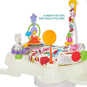 Dream On Me Zany 2-in-1 Baby Activity Center and Bouncer in Elephant Print, Sturdy and Strong Frame, 3 Height Positions, 360° Rotating Seat, 12 Songs with Flash Lights