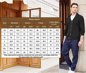 COOFANDY Men's Shawl Collar Cardigan Sweater Slim Fit Cable Knit Button up Sweater with Pockets