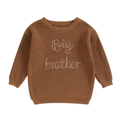 Big Brother Little Brother Matching Sweaters Baby Boy Letter Embroidery Crew Neck Long Sleeve Knitted Pullovers