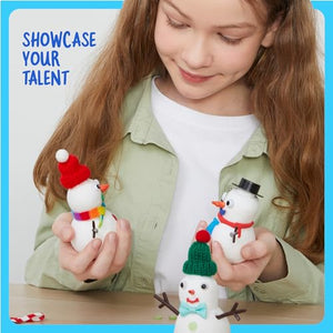 Snowman Making Kit for Kids - Build a Snow Man Craft Kits for Girls, Boys, Toddlers Ages 3+ Kid Winter Christmas Crafts Activities Stocking Stuffers Fun Toys Ideas for 3, 4, 5, 6, 7, 8 Year Old