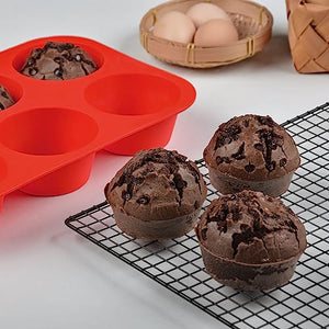 CAKETIME Jumbo Muffin Pan, 6 Cup Silicone Texas Muffin Pan, 3.5" Large Cupcake Tray BPA Free for Baking Non Stick