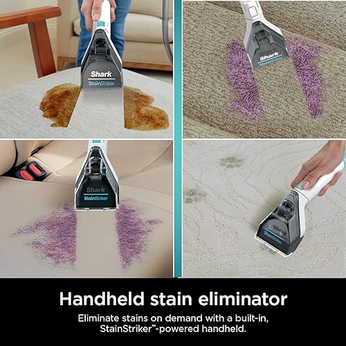 Shark PX201 StainStriker Portable Carpet & Upholstery Cleaner, Spot, Stain, & Odor Eliminator, 3 Attachments, Perfect for Pets, Carpet, Area Rugs, Couches, Upholstery, Cars & More, White