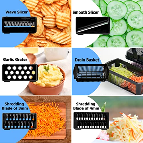 EOIBIS Vegetable Chopper, Pro Onion Chopper, 13-in-1 Mandoline Slicer professional food Chopper multifunctional Vegetable Chopper and Slicer, Dicing Machine, Kitchen Gadgets Sets with Container(Black)