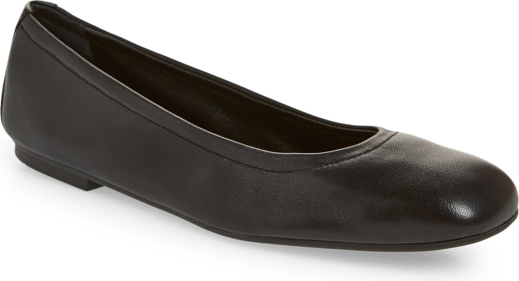 Stuart Weitzman Leather Ballet Flat, Main, color, BLACK