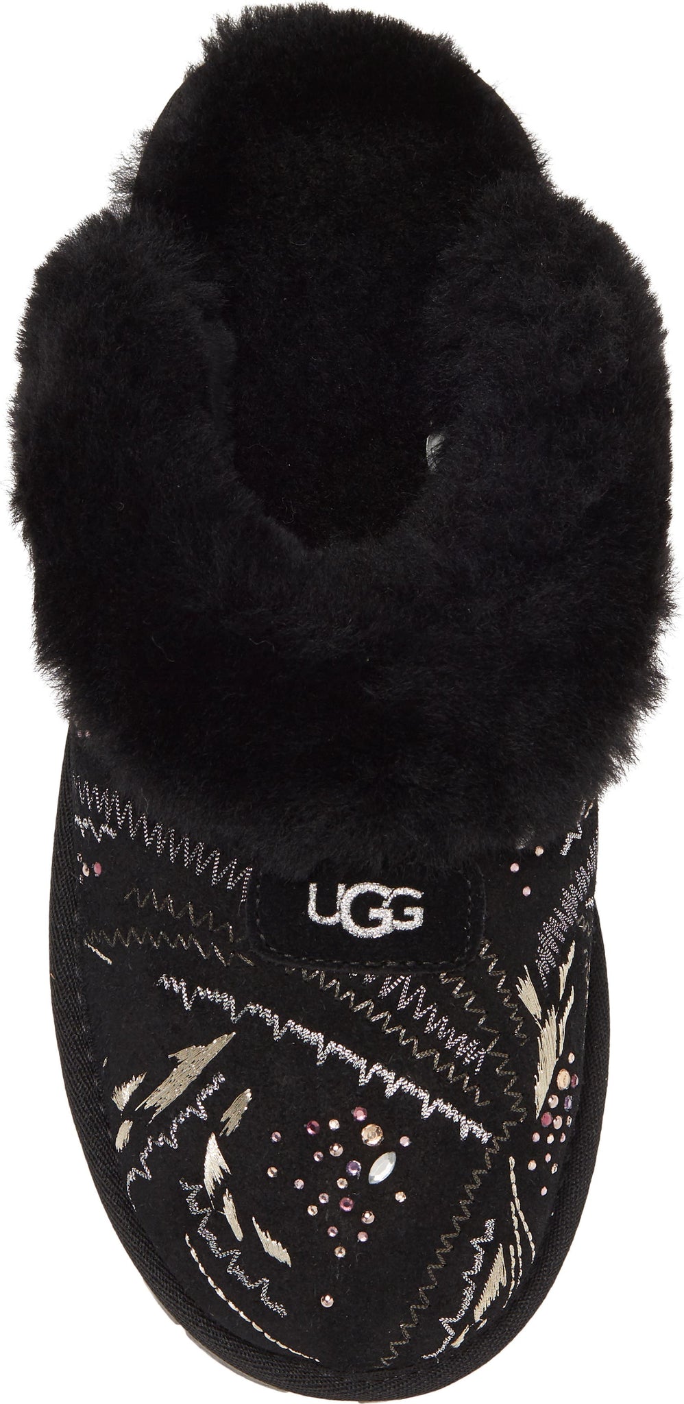 UGG<SUP>®</SUP> Coquette Gold Burst Genuine Shearling Lined Slipper, Alternate, color, BLACK