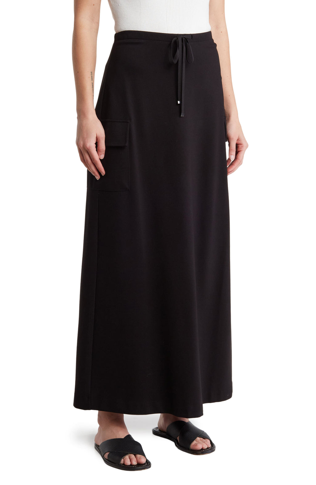 Adrianna Papell Drawstring Cargo Skirt, Main, color, BLACK