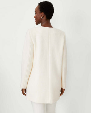 Image 2 of 4 - Wool Blend Crew Neck Coat