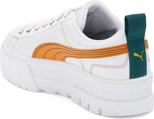 PUMA Mayze Pierced Platform Sneaker, Alternate, color, PUMA WHITE/ ORANGE BRICK