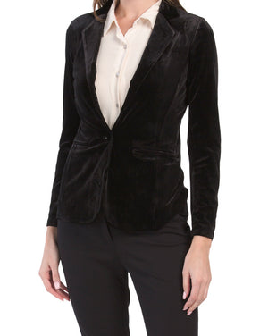 Velour One Button Blazer