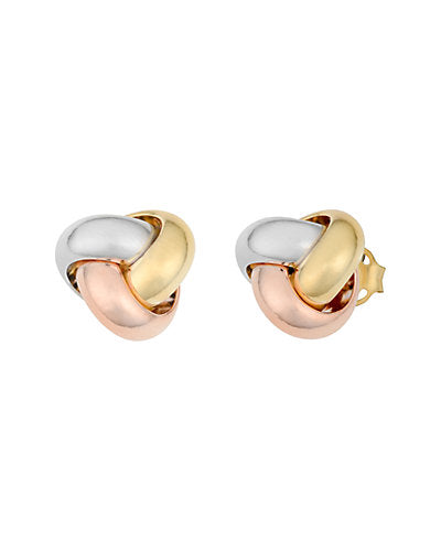 14K Italian Gold Tri-Tone Knot Studs