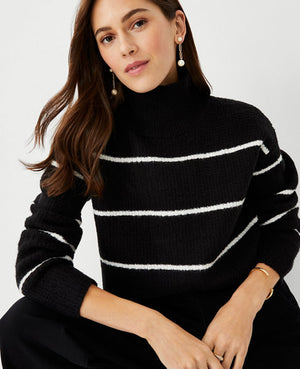 Image 2 of 2 - Stripe Ribbed Turtleneck Sweater