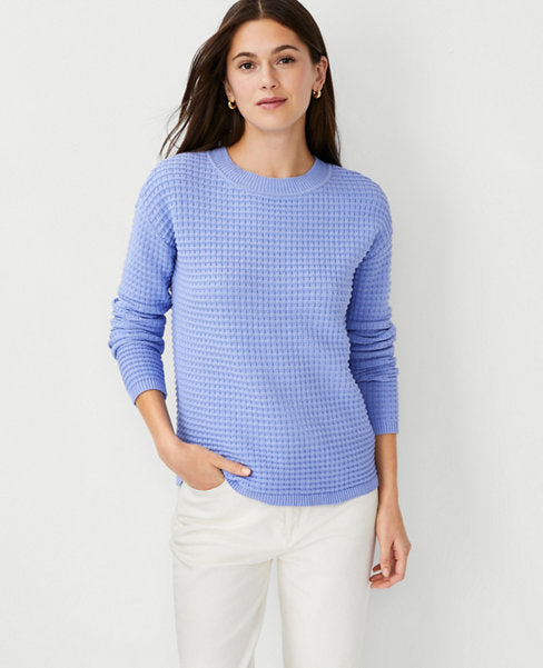 Image 1 of 3 - Textured Crew Neck Sweater