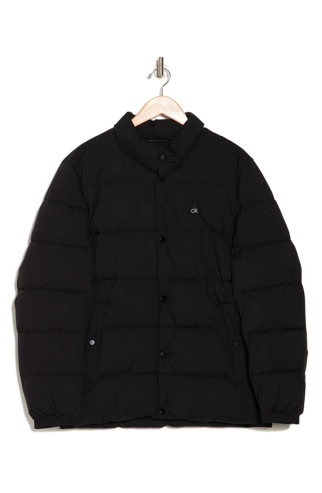 Calvin Klein Snap Front Puffer Jacket, Alternate, color, EBONY