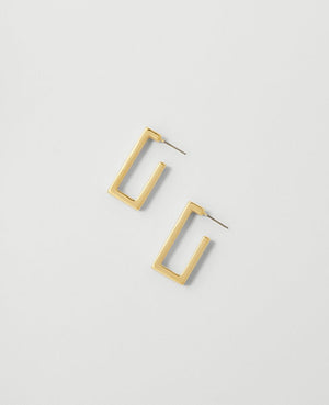 Image 1 of 1 - Rectangular Hoop Earrings