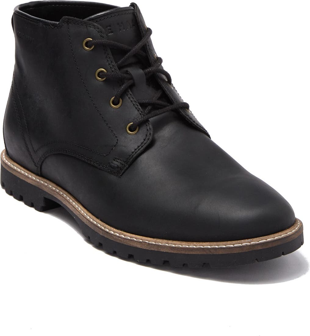 COLE HAAN Nathan Leather Chukka Boot, Alternate, color, BLACK