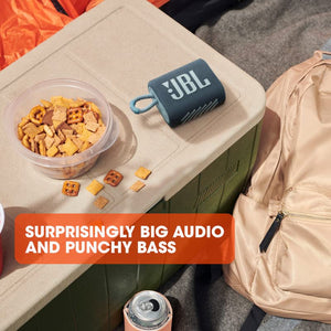 JBL Go 3: Portable Speaker with Bluetooth, Builtin Battery, Waterproof and Dustproof Feature Blue JBLGO3BLUAM