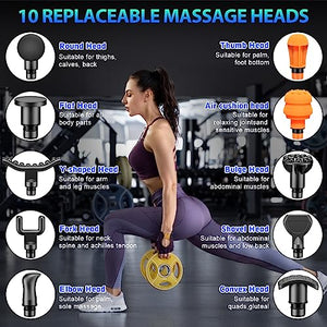 TOLOCO Massage Gun, Muscle Massage Gun Deep Tissue for Athletes with 10 Massage Heads, Electric Percussion Massager for Any Pain Relief, Silver