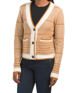 Varsity Trip Textured Knit Cardigan