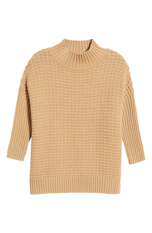 FRENCH CONNECTION Mozart Popcorn Cotton Sweater, Main, color, CAMEL MELANGE