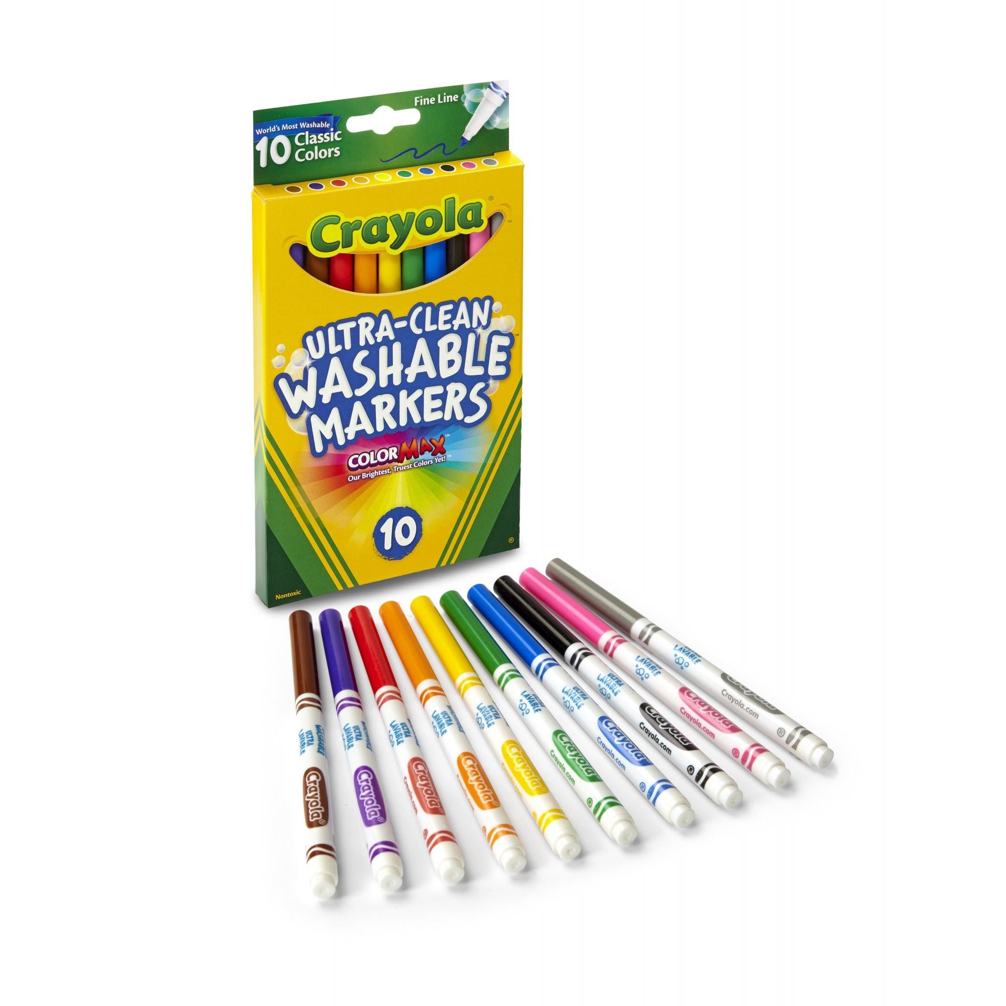 image 2 of Crayola Ultra Clean Classic Fine Line Washable Marker, 10 Count, Child