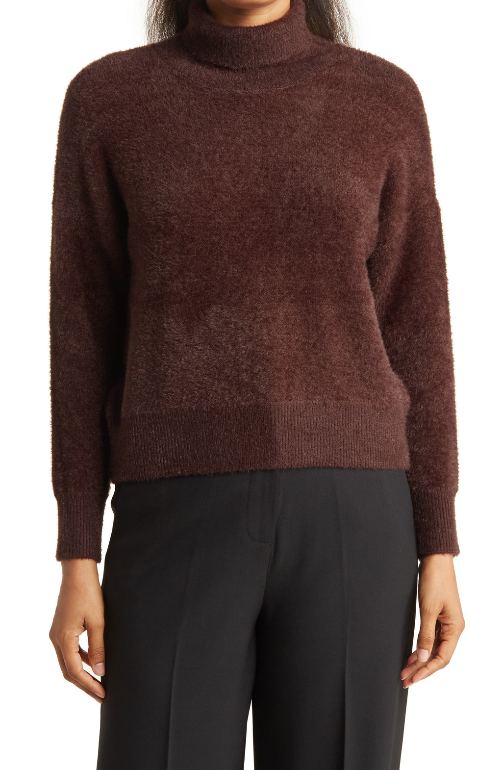 CYRUS Eyelash Knit Slouch Sweater, Main, color, DEEP MAHOGANY