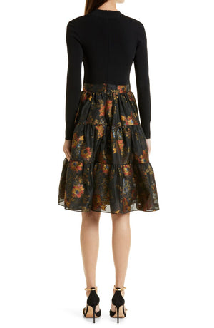 TED BAKER LONDON Audria Mixed Media Long Sleeve Tiered Dress