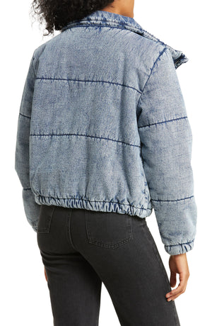 VIGOSS Denim Puffer Jacket, Alternate, color, LIGHT WASH